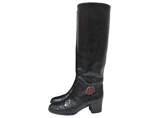 Chanel Python Stiefel Schwarz 