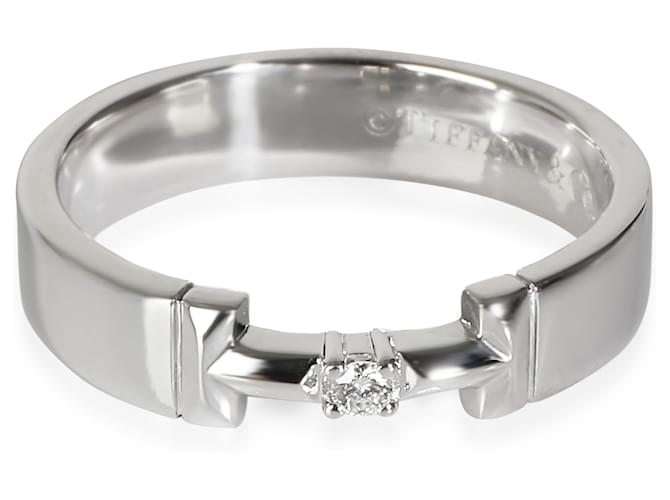 Tiffany & Co TIFFANY Y COMPAÑIA. Anillo de diamantes T en 18K Oro Blanco F-G VS 0.02 por cierto  ref.1247789