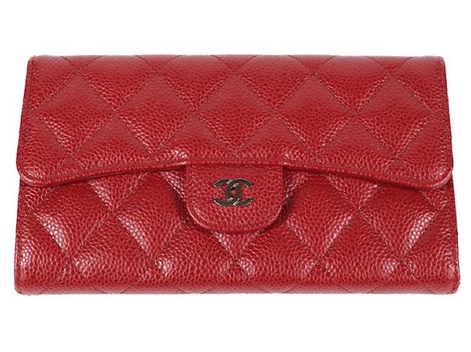 Chanel Wallets Red Leather  ref.1247820