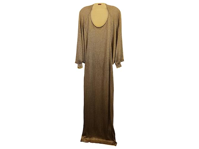 Missoni Metallic Knit Dolman-Sleeve Maxi Dress in Gold Polyester Viscose Golden  ref.1247856