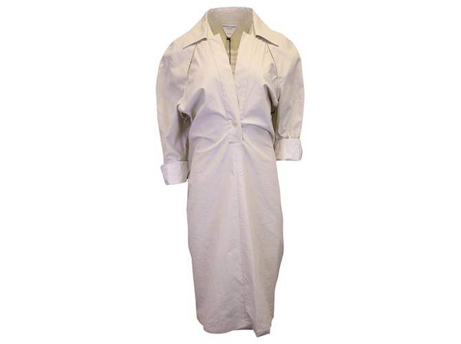 Bottega Veneta Collared Midi Dress in Cream Polyamide White  ref.1247925