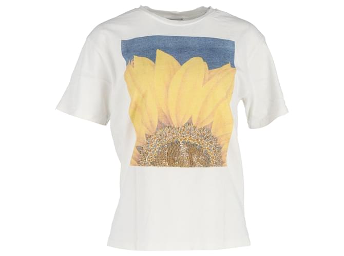 Sandro Sunflower Graphic T-Shirt in Cream Organic Cotton White  ref.1247970