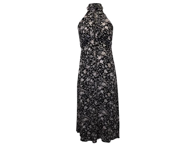 Zimmermann Floral-Print Halter-Neck Midi Dress in Black Silk  ref.1247980
