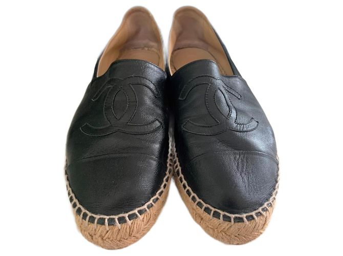 Espadrillas Chanel in pelle di agnello nera Nero