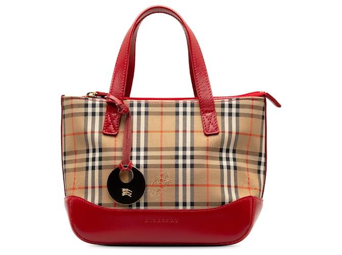 Burberry Brown Haymarket Check Handbag Cloth Cloth  ref.1248017