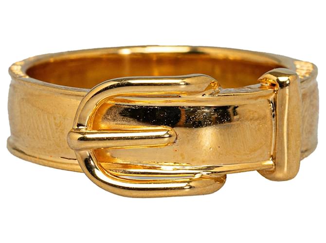 Ring Hermès Hermes Gold Buckle Bijouterie Fantaisie Foulard Bague Métal Plaqué or Doré  ref.1248025