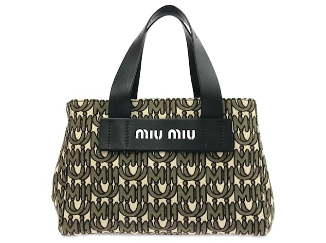 Bolso satchel con monograma de lona verde de Miu Miu Becerro Paño  ref.1248044