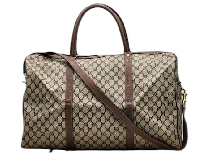 Gucci GG Monogram Boston Travel Bag Brown Cloth  ref.1248047