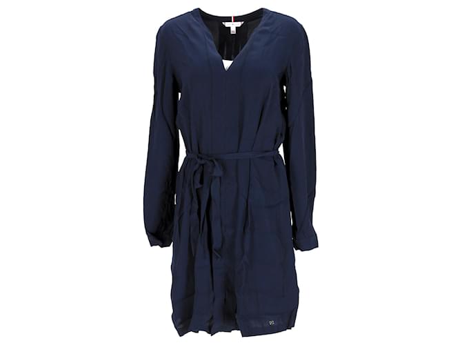 Tommy Hilfiger Damen-Kleid mit regulärer Passform aus marineblauer Viskose Zellulosefaser  ref.1248064