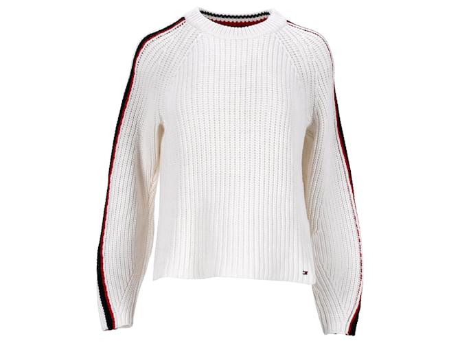 Tommy Hilfiger Womens Essential Chunky Knit Jumper White Cream Cotton  ref.1248065