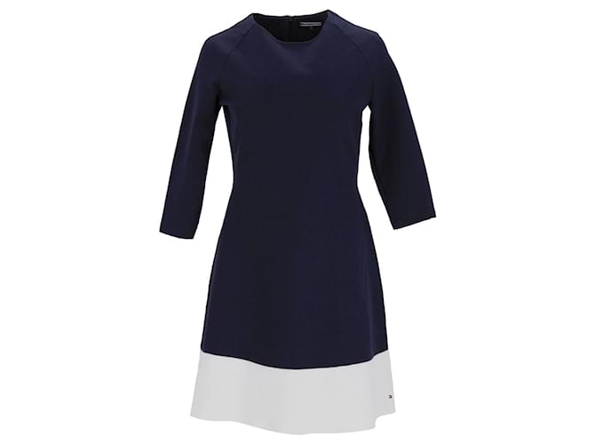Tommy Hilfiger Damenkleid mit normaler Passform Marineblau Viskose Zellulosefaser  ref.1248071