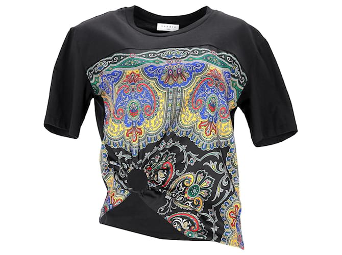 Sandro Paris T-Shirt Bague Imprimé Bandana en Coton Noir Multicolore  ref.1248088