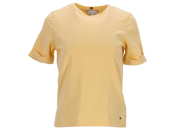 Tommy Hilfiger Womens Regular Fit Short Sleeve Knit Top Yellow Cotton  ref.1248101