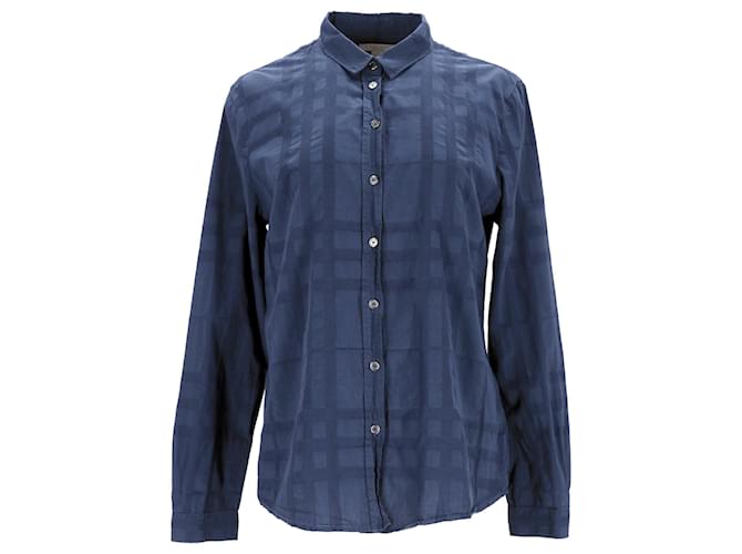 Camisa xadrez Burberry em algodão azul Azul marinho  ref.1248109