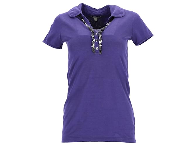 Burberry Ruffled Polo Shirt in Purple Cupro Cotton  ref.1248111