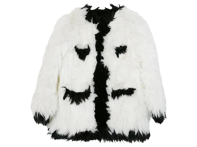 Cappotto vintage Chanel autunno 1994 in pelliccia sintetica bianco e nero. Pelliccia ecologica  ref.1248125