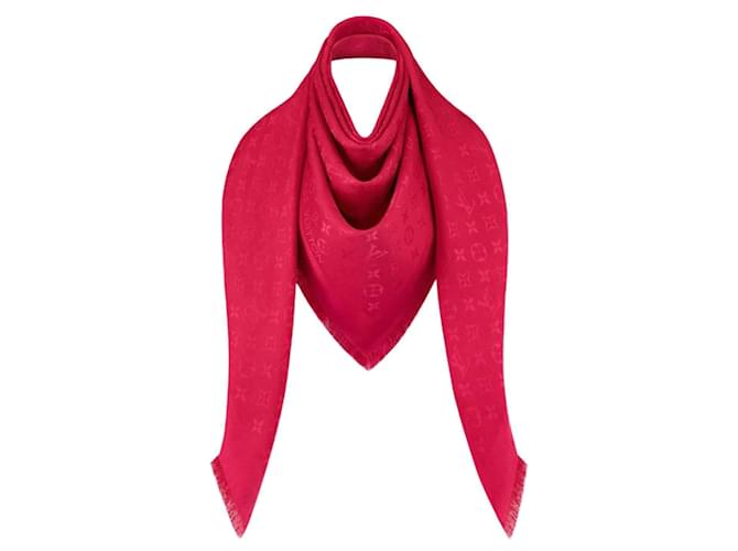 Louis Vuitton Cachecol LV de seda vermelha com monograma Vermelho  ref.1248126
