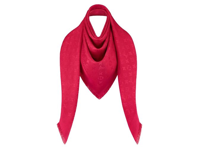 Louis Vuitton Chal de seda rojo con monograma LV. Roja