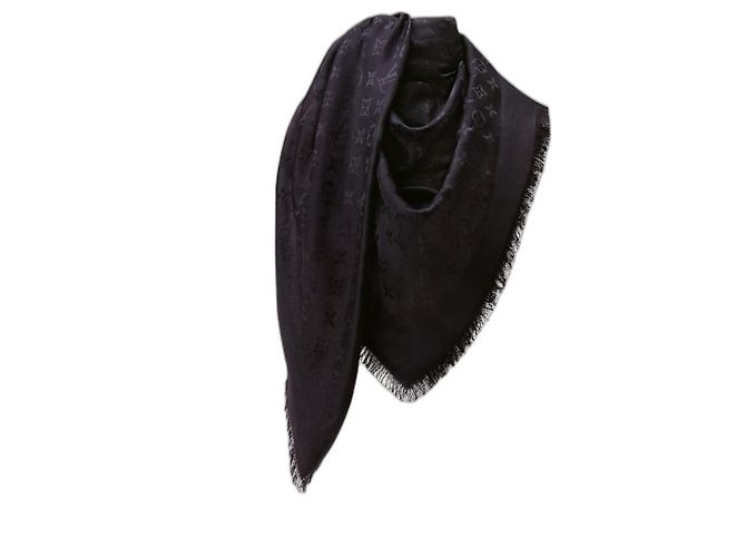 Louis Vuitton Châle en soie LV, nouvelle couleur Ardoise Noir