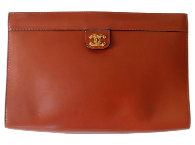 Vintage Chanel lamb leather clutch sold with its box Light brown  ref.1248150
