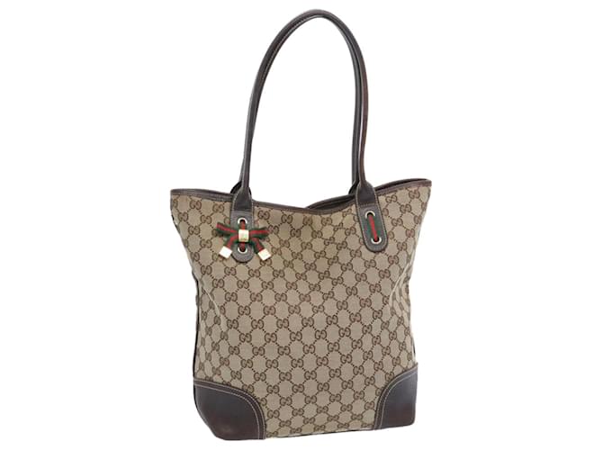 GUCCI GG Canvas Web Sherry Line Tote Bag Beige Rouge Vert Auth bs11986 Toile  ref.1248174