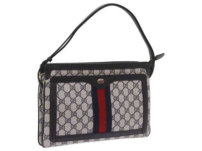 GUCCI GG Canvas Sherry Line Shoulder Bag PVC Navy Red Auth 66740 Navy blue  ref.1248178