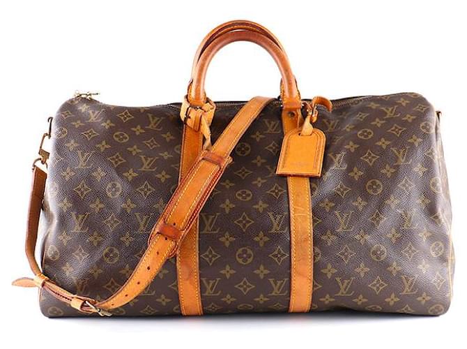 LOUIS VUITTON Travel bags Keepall Brown Leather  ref.1248305