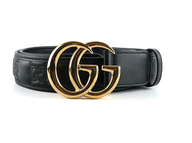 GUCCI Belts GG Buckle Black Leather  ref.1248346