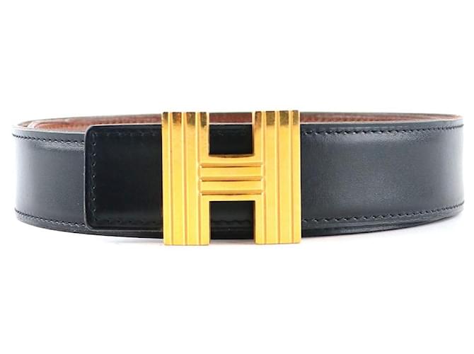 Hermès HERMES Belts H Black Leather  ref.1248348