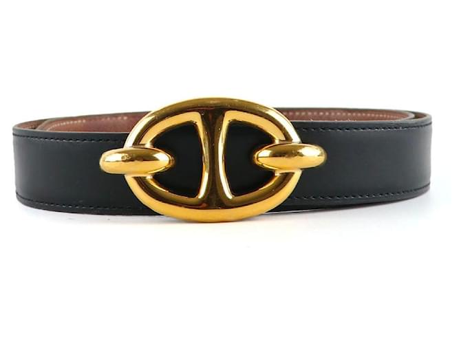 Hermès HERMES Belts Chaine d'Ancre Black Leather  ref.1248351