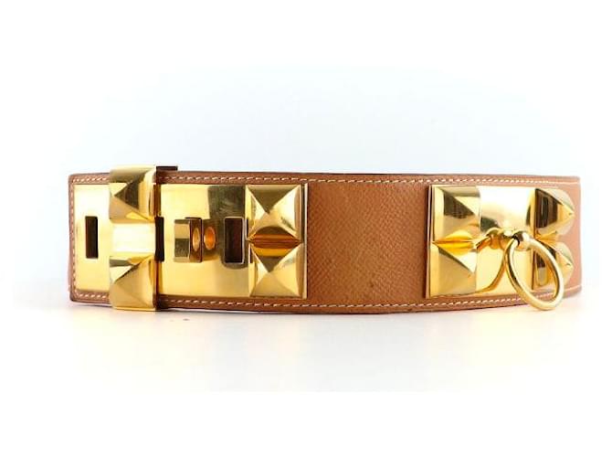Hermès HERMES Belts Collier de chien Brown Leather  ref.1248491