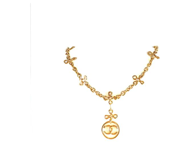CHANEL Long necklaces CC Golden Metal  ref.1248513
