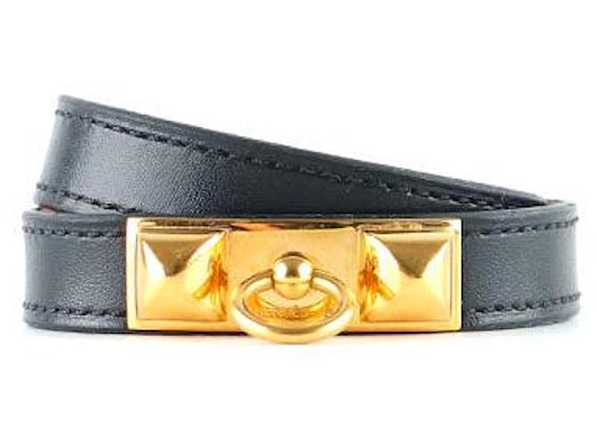 Hermès HERMES Bracelets Rivale Cuir Noir  ref.1248565