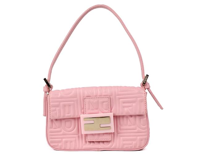 FENDI Handbags Mamma Baguette Pink Leather  ref.1248629