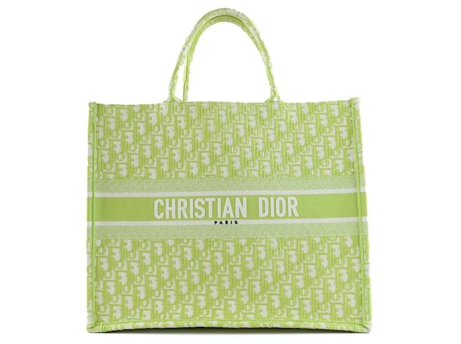 DIOR Handbags Book Tote Green Cloth  ref.1248646