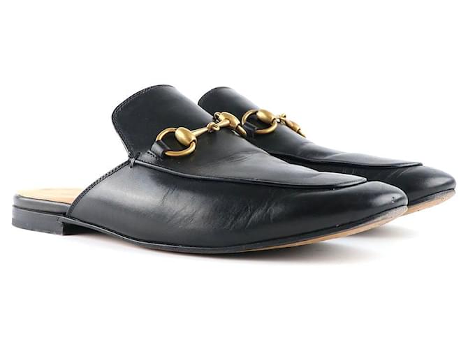 GUCCI Flats Princetown Black Leather  ref.1248660