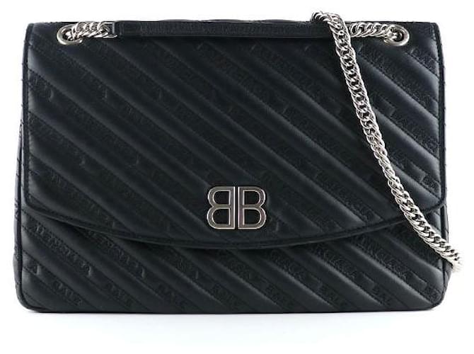 BALENCIAGA Handbags BB Round Black Leather  ref.1248702