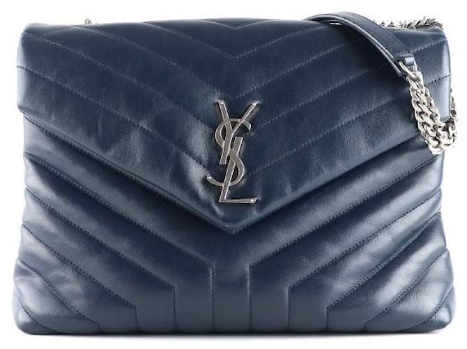 SAINT LAURENT Handbags Loulou Navy blue Leather  ref.1248704