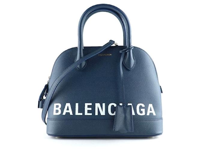 BALENCIAGA Handbags Ville Top Handle Navy blue Leather  ref.1248717