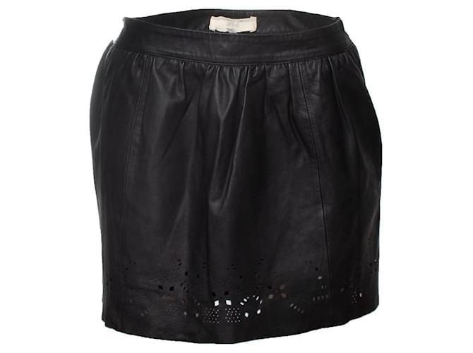 Autre Marque Athe by Vanessa bruno, leather lasercut skirt Black  ref.1248963