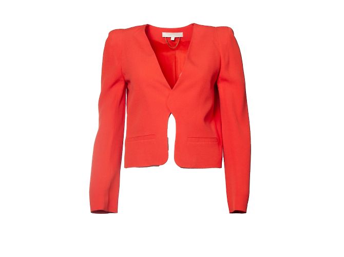 Vanessa Bruno, coral red button less blazer