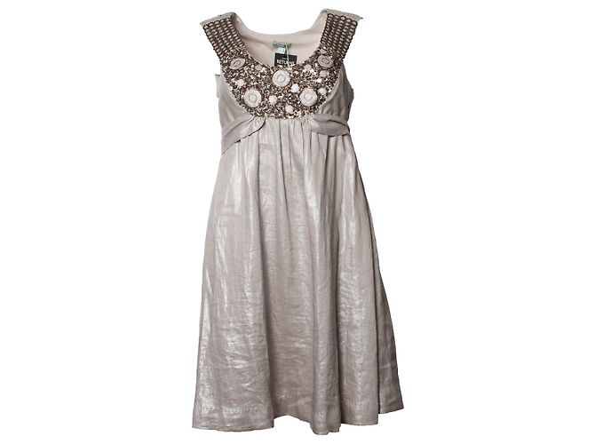 HOSS INTROPIA, Kleid mit Metallperlen und Band Silber