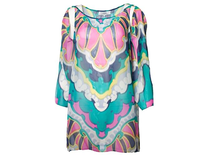 Tibi, camicetta trasparente multicolore