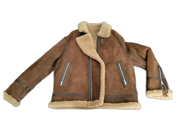 Louis Vuitton Genuine leather bomber jacket size 54 - shearling aviator Brown