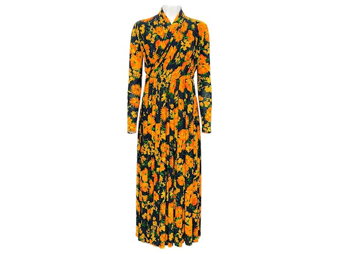 Autre Marque Balenciaga Yellow Floral Print Dress Multiple colors Viscose  ref.1249076