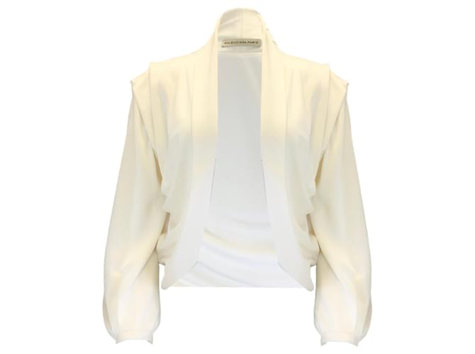 Autre Marque Balenciaga Ivory Draped Open Jersey Jacket Cream Viscose  ref.1249101