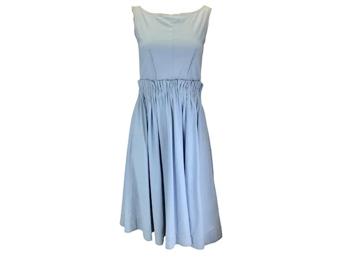Autre Marque Marni Light Blue 2020 Sleeveless Chambray Denim Midi Dress Cotton  ref.1249107