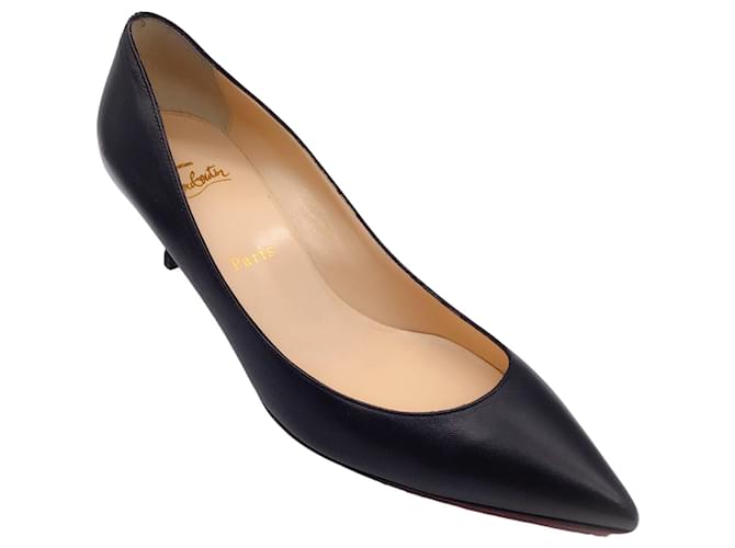 Autre Marque Christian Louboutin Black Pigalle Follies 55 Pointed Toe Leather Pumps  ref.1249112