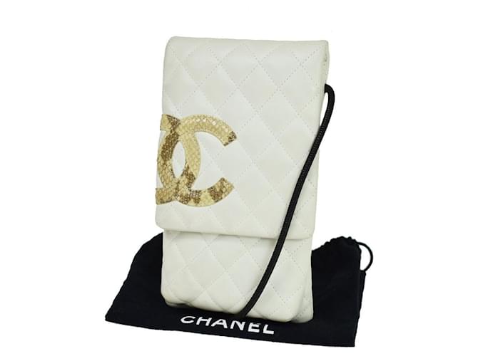 Chanel Cambon Branco Couro  ref.1249223