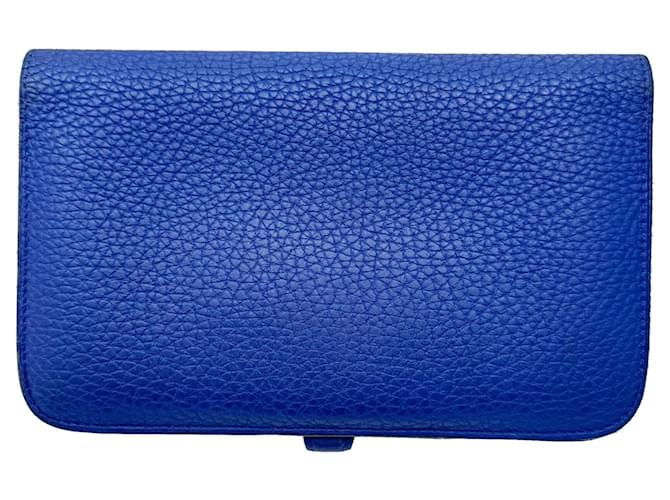 Hermès Dogon Blau Leder  ref.1249236